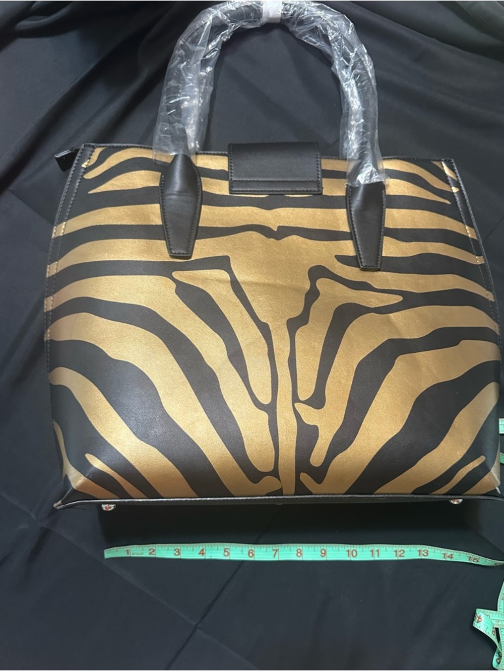 Sassy Jones Zebra-Stripe Satchel in Brown and Black - Picture 2 of 9